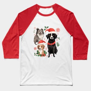 DOGGY WINTER WHIMSY CUTE HAND-DRAWN DOGS CHRISTMAS WATERCOLOR ART Baseball T-Shirt